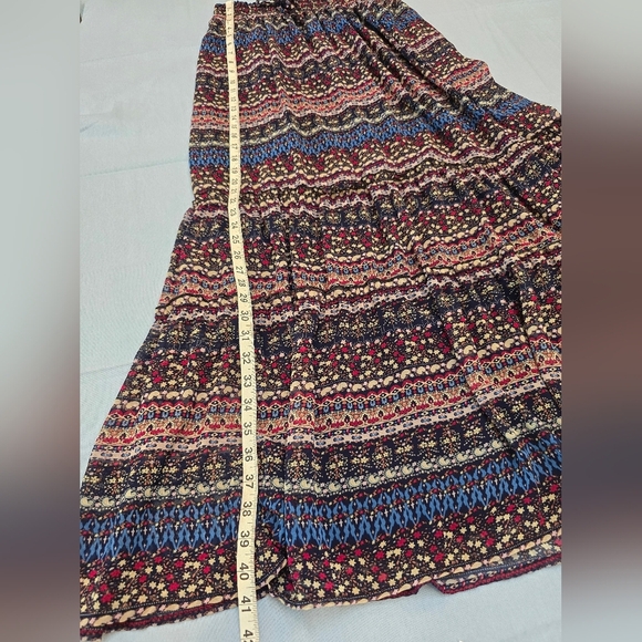 Imaginary Voyage Multicolor Tiered Boho Peasant Lined Maxi Skirt Size Large - Picture 5 of 14